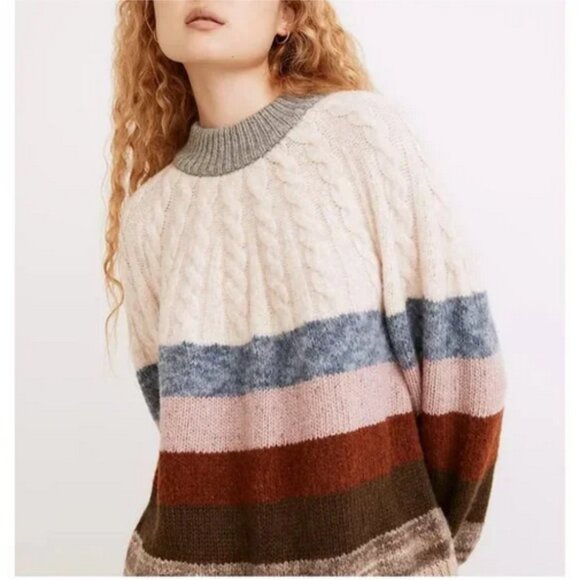 MADEWELL Deacon cable-knit mock-neck sweater, XS. - Picture 9 of 11